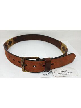 Gaucho Brown Leather Belt 80 cm Sz 31 Embroidered Western Tribal w/Buckle #D-17P